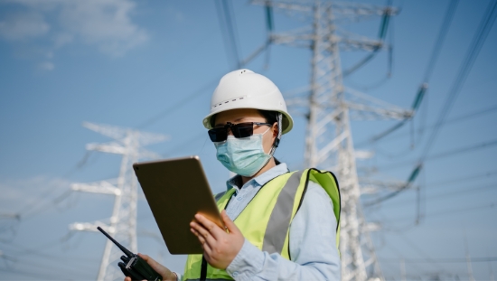 Electrical Engineer with COVID 19 mask